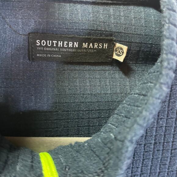 Southern Marsh Fieldtec Shirt Mens XS Waffle Knit Fleece Navy 1/4 Zip - Picture 2 of 6